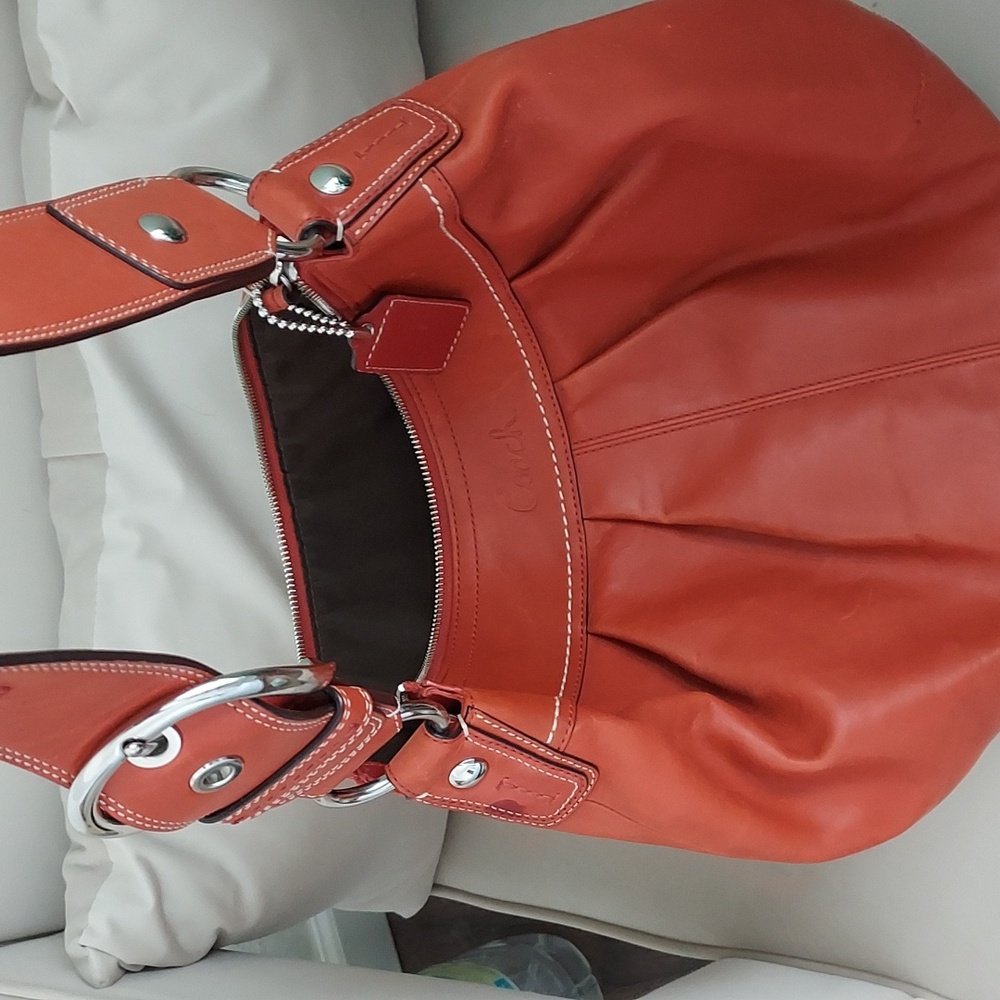 Coach burnt orange leather bag/purse - Picture 2 of 9